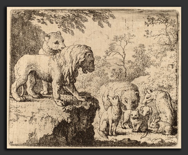 Allart van Everdingen (Dutch, 1621 - 1675), The Lion Pardons Reynard before the Other Animals,