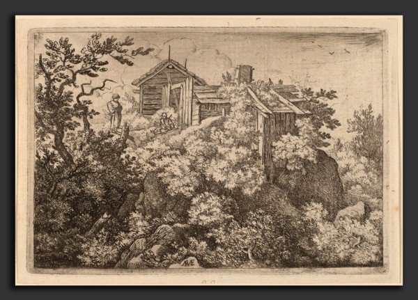 Allart van Everdingen (Dutch, 1621 - 1675), Three Cottages on a Rock, probably c. 1645-1656,