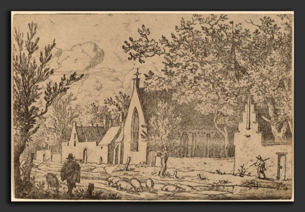 Allart van Everdingen (Dutch, 1621 - 1675), Swine Herd near a Chapel, probably c. 1645-1656,