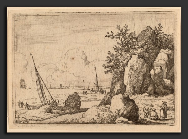 Allart van Everdingen (Dutch, 1621 - 1675), Seascape with Three Figures to the Right, probably c.