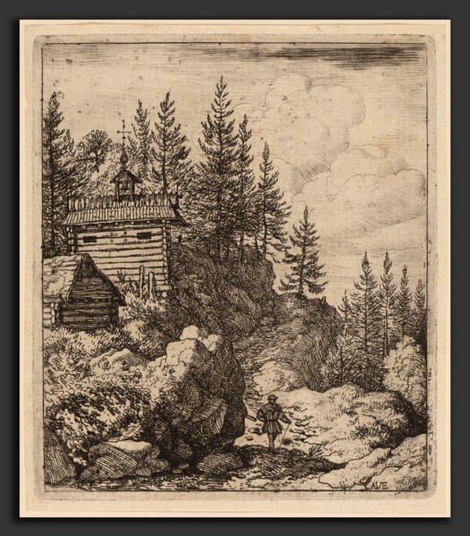 Allart van Everdingen (Dutch, 1621 - 1675), Chapel, probably c. 1645-1656, etching with engraving