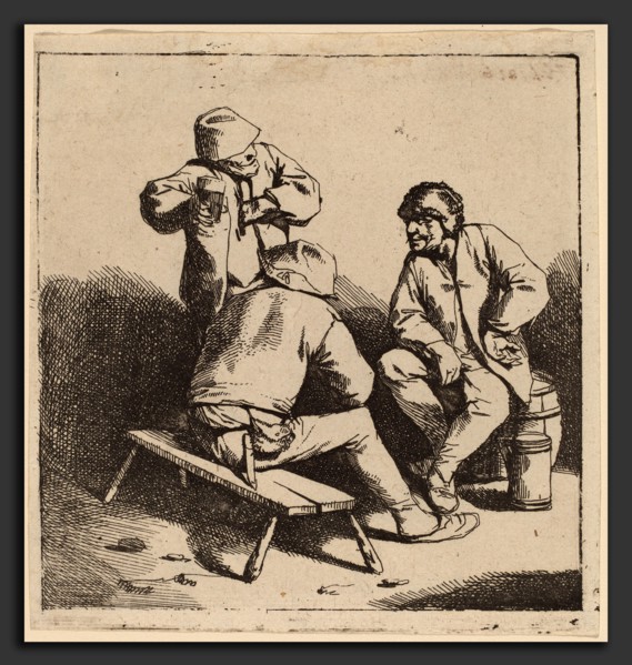 Cornelis Bega (Dutch, 1631-1632 - 1664), The Three Drinkers, etching