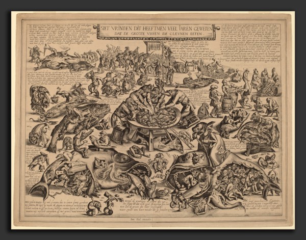 Jan Thiel (publisher) (Flemish, active last third of the 16th century), The Big Fish Eat the Little