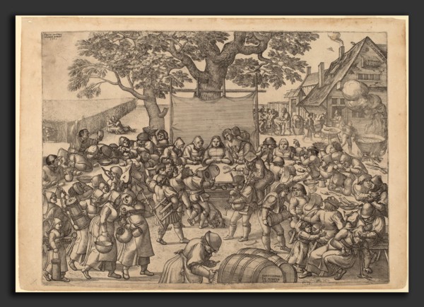 Peter van der Borcht (Flemish, 1545 - 1608), The Large Rustic Wedding Feast, 1560, etching