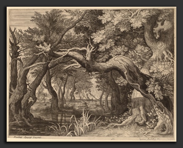 Aegidius Sadeler II after Roelandt Savery (Flemish, c. 1570 - 1629), Stag Hunt near a Pool,