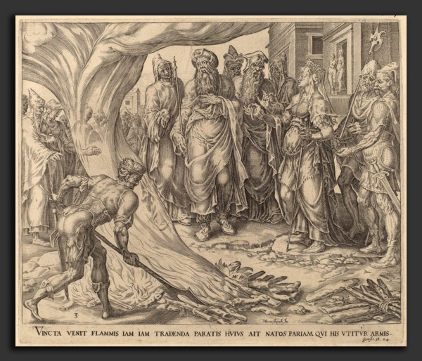Herman Jansz Muller after Maerten van Heemskerck (Netherlandish, c. 1540 - 1617), Tamar Brought to
