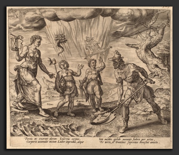 Philip Galle after Maerten van Heemskerck (Flemish, 1537 - 1612), The Lord Endowing the Diligent