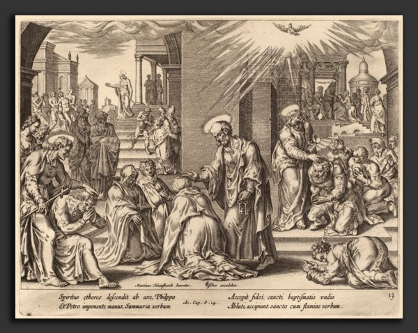 Philip Galle after Maerten van Heemskerck (Flemish, 1537 - 1612), The People of Samaria Receive the