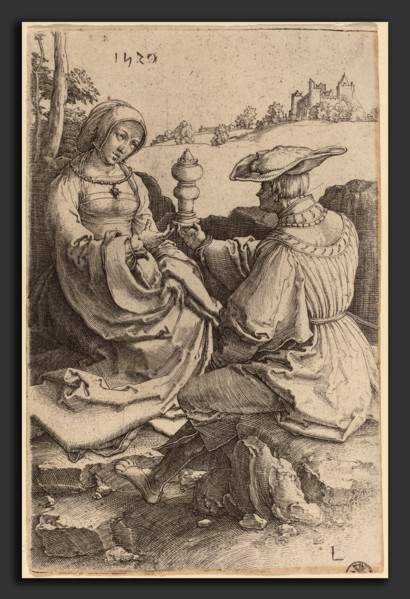 Lucas van Leyden (Netherlandish, 1489-1494 - 1533), A Nobleman and a Lady Seated in a Landscape,