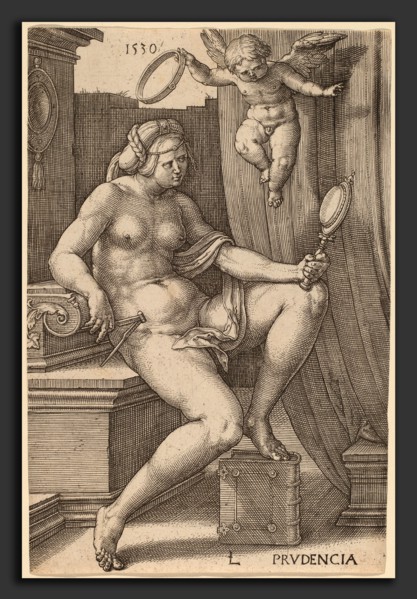 Lucas van Leyden (Netherlandish, 1489-1494 - 1533), Prudencia (Prudence), 1530, engraving