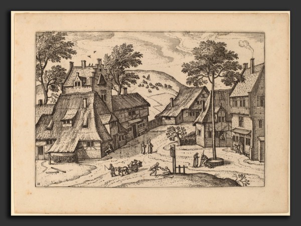 Carel Collaert (Flemish, active c. 1650), Village Square with Shrine, published in or before 1676,