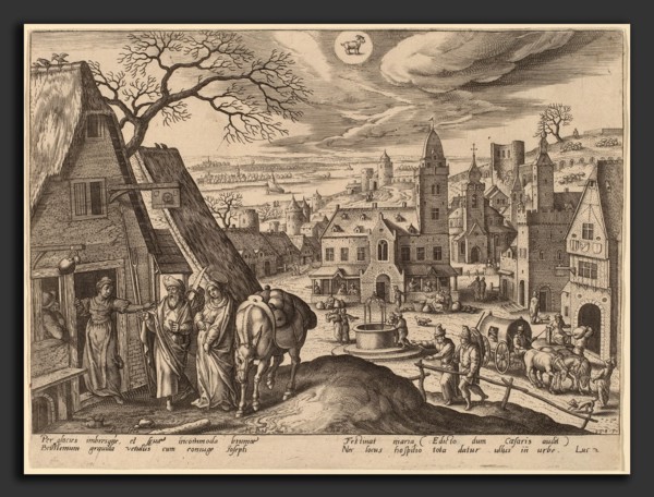 Adriaen Collaert after Hans Bol (Flemish, c. 1560 - 1618), The Virgin and Joseph Refused at the Inn
