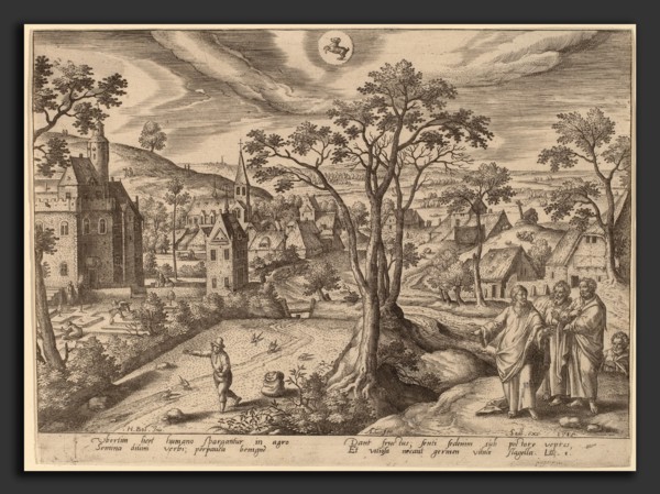 Adriaen Collaert after Hans Bol (Flemish, c. 1560 - 1618), "The Seed is the word of God" (Aries),
