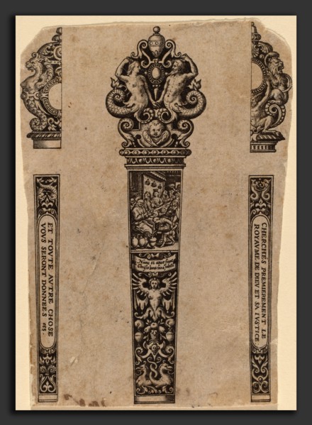 Theodor de Bry (Flemish, 1528 - 1598), Ornament for Knife Handle, engraving