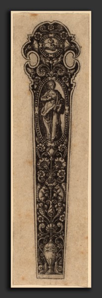 Theodor de Bry (Flemish, 1528 - 1598), Ornament for Knife Handle, engraving