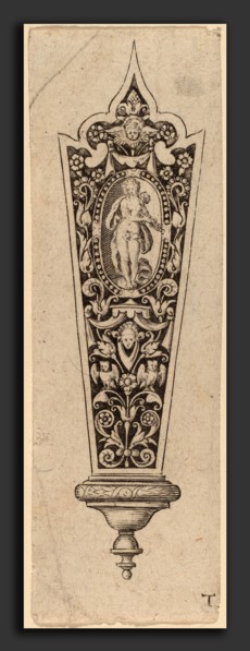 Theodor de Bry (Flemish, 1528 - 1598), Ornament for Knife Handle, engraving