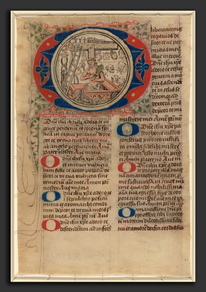 Netherlandish 15th Century, Christ as the Man of Sorrows, c. 1500, engraving,  hand-colored in red,