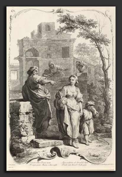 Joseph Wagner (publisher) after Giuseppe Zocchi (German, 1706 - 1780), Abraham Dismissing Hagar, c.