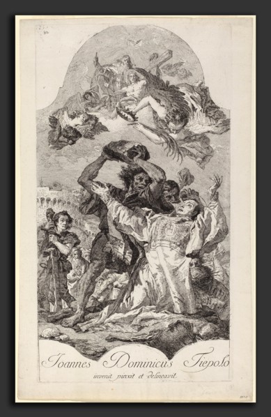 Giovanni Domenico Tiepolo (Italian, 1727 - 1804), The Stoning of Saint Stephen, etching on laid