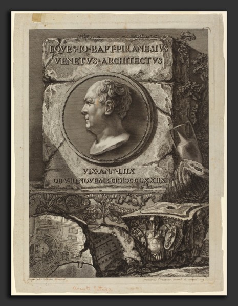Francesco Piranesi (Italian, c. 1758 - 1810), Giovanni Battista Piranesi, 1779, etching