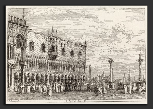 Canaletto (Italian, 1697 - 1768), La Piera del Bando. V. [lower right], c. 1735-1746, etching on