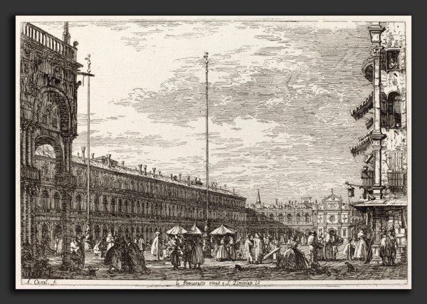 Canaletto (Italian, 1697 - 1768), Le Procuratie niove e S. Ziminian V. [upper right], c. 1735-1746,