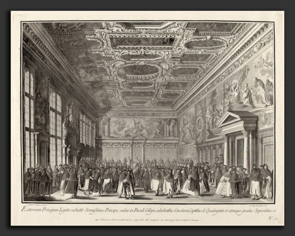 Giovanni Battista Brustolon after Canaletto (Italian, 1712 - 1796), Reception by the Doge of