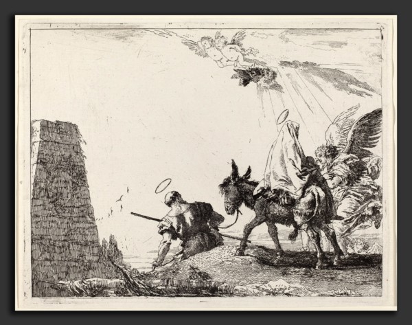 Giovanni Domenico Tiepolo (Italian, 1727 - 1804), The Flight with Obelisk at the Left, published