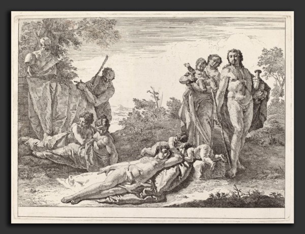 Francesco Fontebasso (Italian, 1709 - 1769), Apollo and Nymphs in a Landscape with a Bust of Pan,
