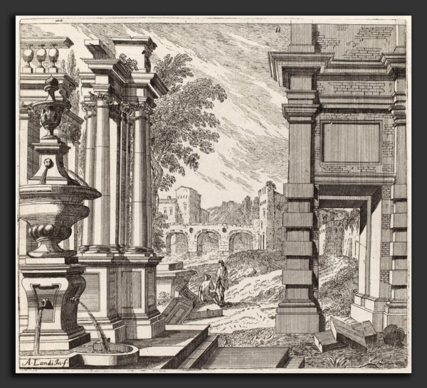 Giuseppe Antonio Landi (Italian, 1713 - 1791), Architectural Fantasy with a Fountain, Classical