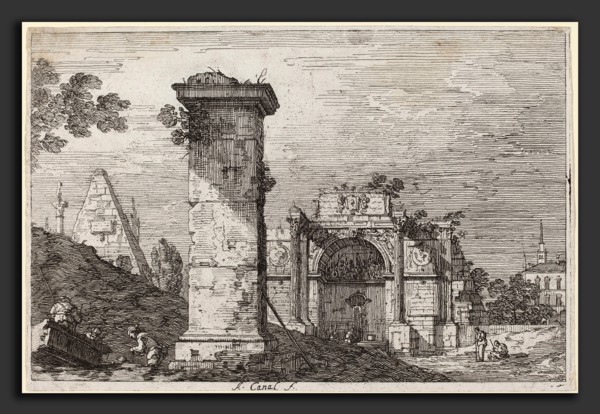 Canaletto (Italian, 1697 - 1768), Landscape with Ruined Monuments, c. 1735-1746, etching