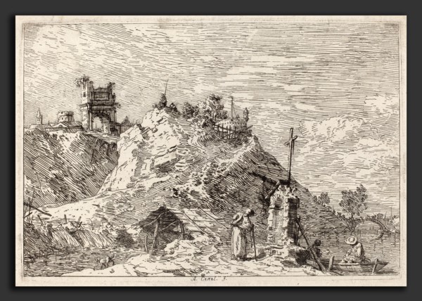 Canaletto (Italian, 1697 - 1768), Landscape with the Pilgrim at Prayer, c. 1735-1746, etching