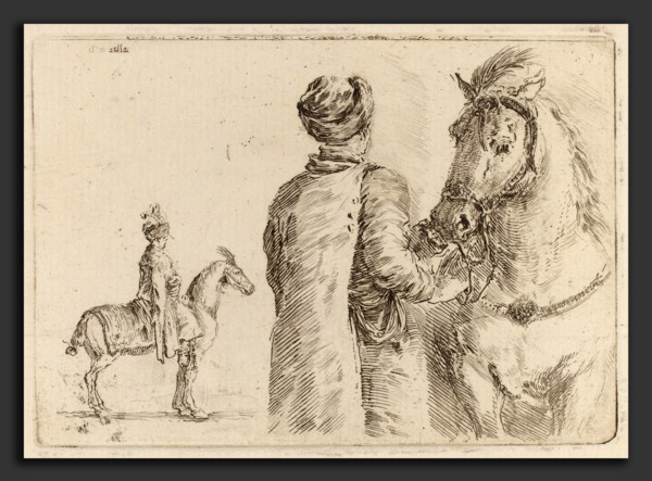 Stefano Della Bella (Italian, 1610 - 1664), Polish Attendant Holding the Bridle of a Horse, etching