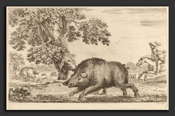 Stefano Della Bella (Italian, 1610 - 1664), Bear Running to the Left, etching on laid paper