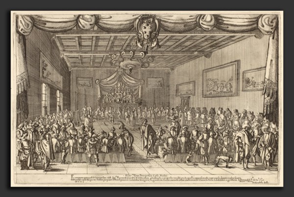 Stefano Della Bella (Italian, 1610 - 1664), The Banquet of the Piacevoli, 1627, etching on laid