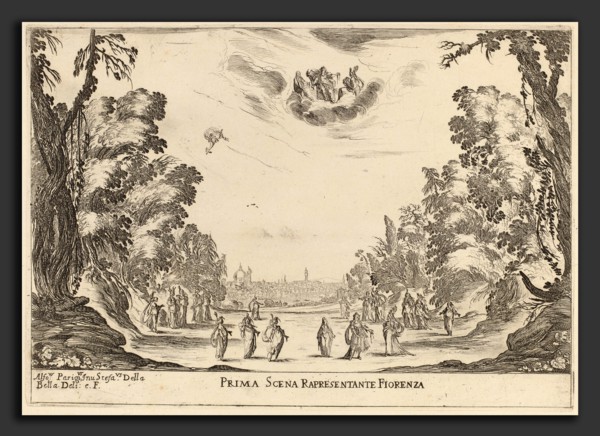 Stefano Della Bella (Italian, 1610 - 1664), Prima Scena Representanta Firenza, 1637, etching on