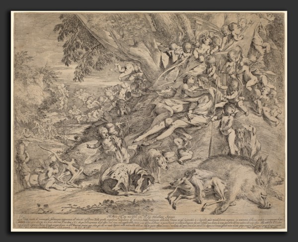 Pietro Testa (Italian, 1612 - 1650), Venus and Adonis, 1631-37, etching on laid paper