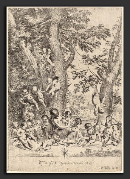 Pietro Testa (Italian, 1612 - 1650), Young Woman, Surrounded by Cupids, etching