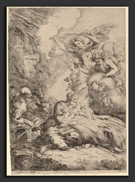 Bartolomeo Biscaino (Italian, 1632 - 1657), The Holy Family Adored by Angels (The Large Nativity),