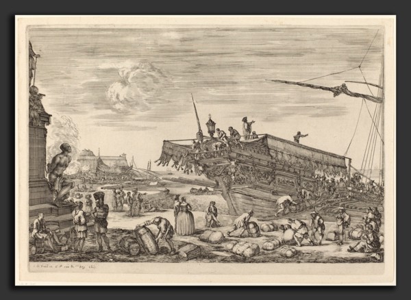 Stefano Della Bella (Italian, 1610 - 1664), Loading a Ship, probably c. 1654-1655, etching