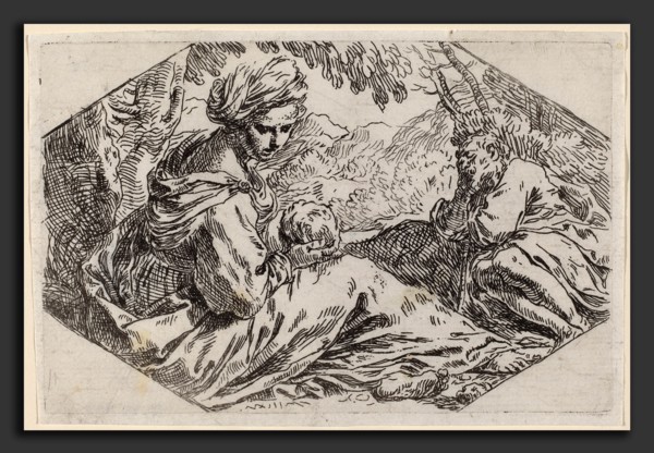 Simone Cantarini (Italian, 1612 - 1648), The Rest on the Flight into Egypt, etching
