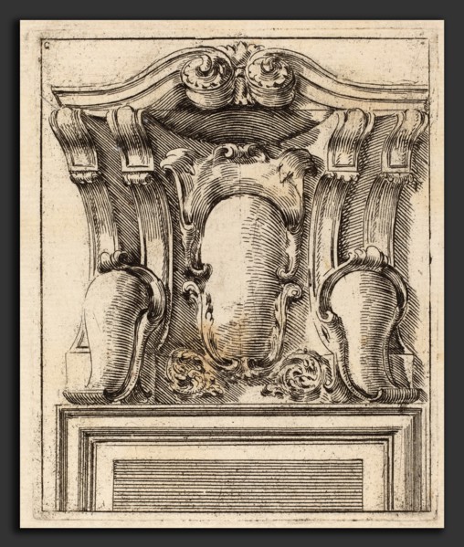 Carlo Antonio Buffagnotti (Italian, c. 1660 - after 1710), Architectural Motif with Three Shields,