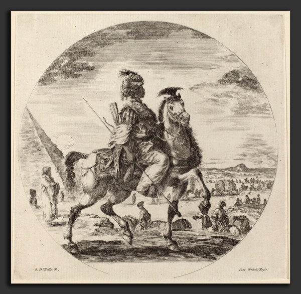 Stefano Della Bella (Italian, 1610 - 1664), Negro Cavalier, etching