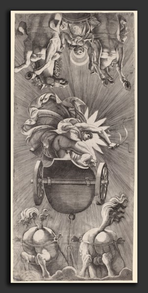 Adamo Scultori after Giulio Romano (Italian, c. 1530 - 1585), The Setting of the Sun with Chariots
