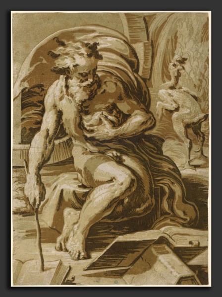 Ugo da Carpi after Parmigianino (Italian, c. 1480 - 1532), Diogenes, c. 1527, chiaroscuro woodcut