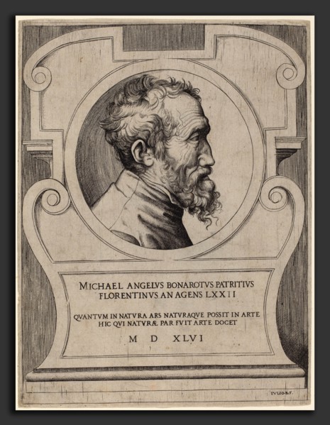 Giulio Bonasone (Italian, c. 1498 - c. 1580), Michelangelo, 1546, engraving