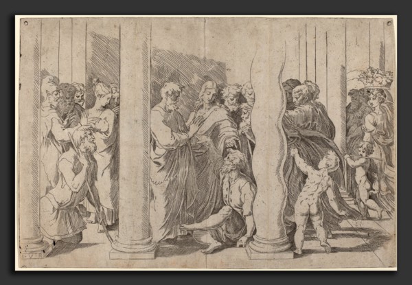 Parmigianino after Raphael (Italian, 1503 - 1540), Peter and John at the Gate of the Temple,