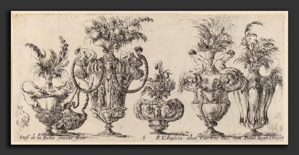 Stefano Della Bella (Italian, 1610 - 1664), Fantastic Vases, probably 1646, etching