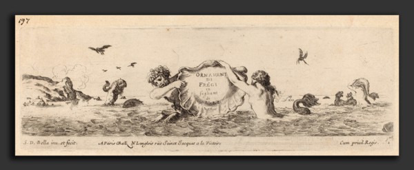 Stefano Della Bella (Italian, 1610 - 1664), Title Page for "Ornamenti di fregi e fogliani",