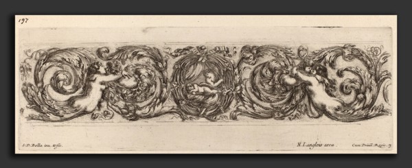 Stefano Della Bella (Italian, 1610 - 1664), Ornamental Frieze with Cupid and Psyche, probably 1648,